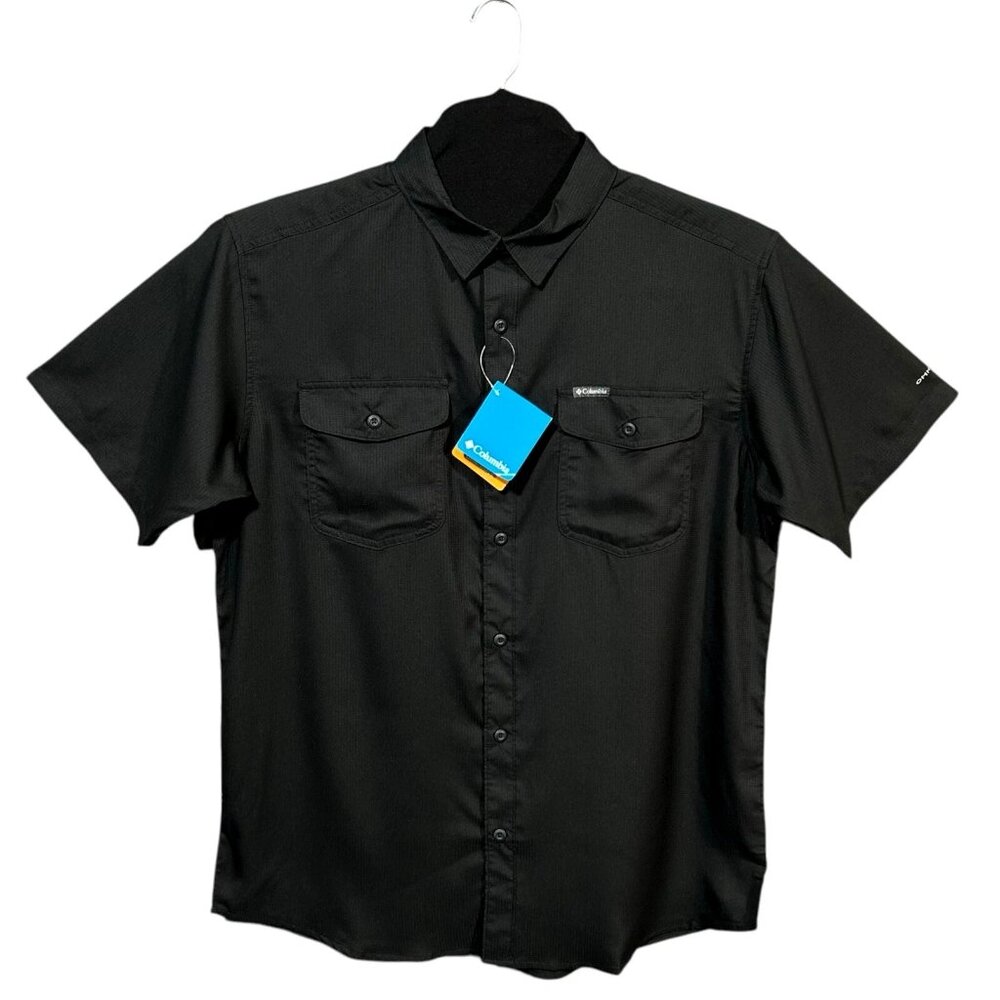 Columbia‎ Mens Utilizer Ii Shirt Solid Black Size L Short Sleeve Chest Pock